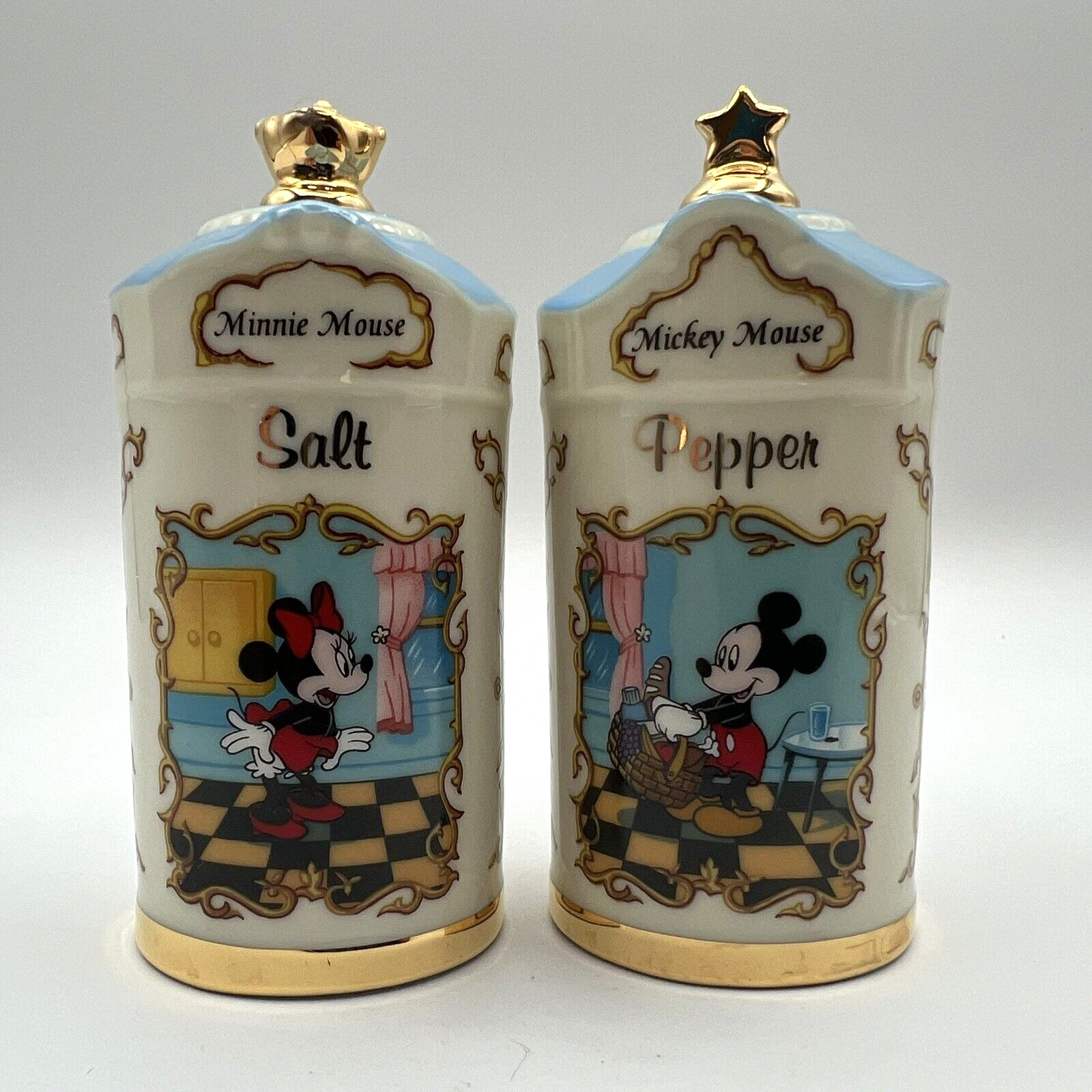 Vintage 1997 Mickey Minnie Lenox Classics Porcelain Salt Pepper Shakers Disney
