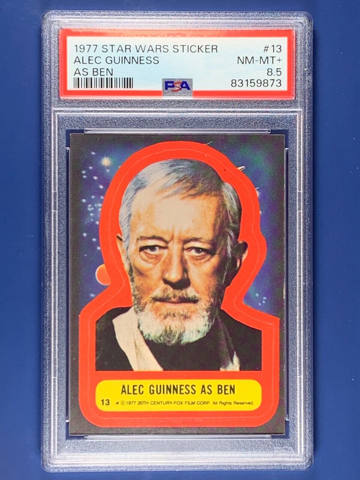 1977 Star Wars Sticker Alec Guinness as Ben #13, PSA 8.5 RARE (new label)