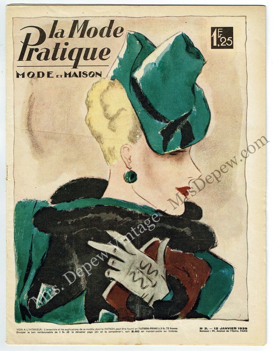 1930s Vintage French Magazine Mode Pratique January 1939 WWII Fashion & Sewing