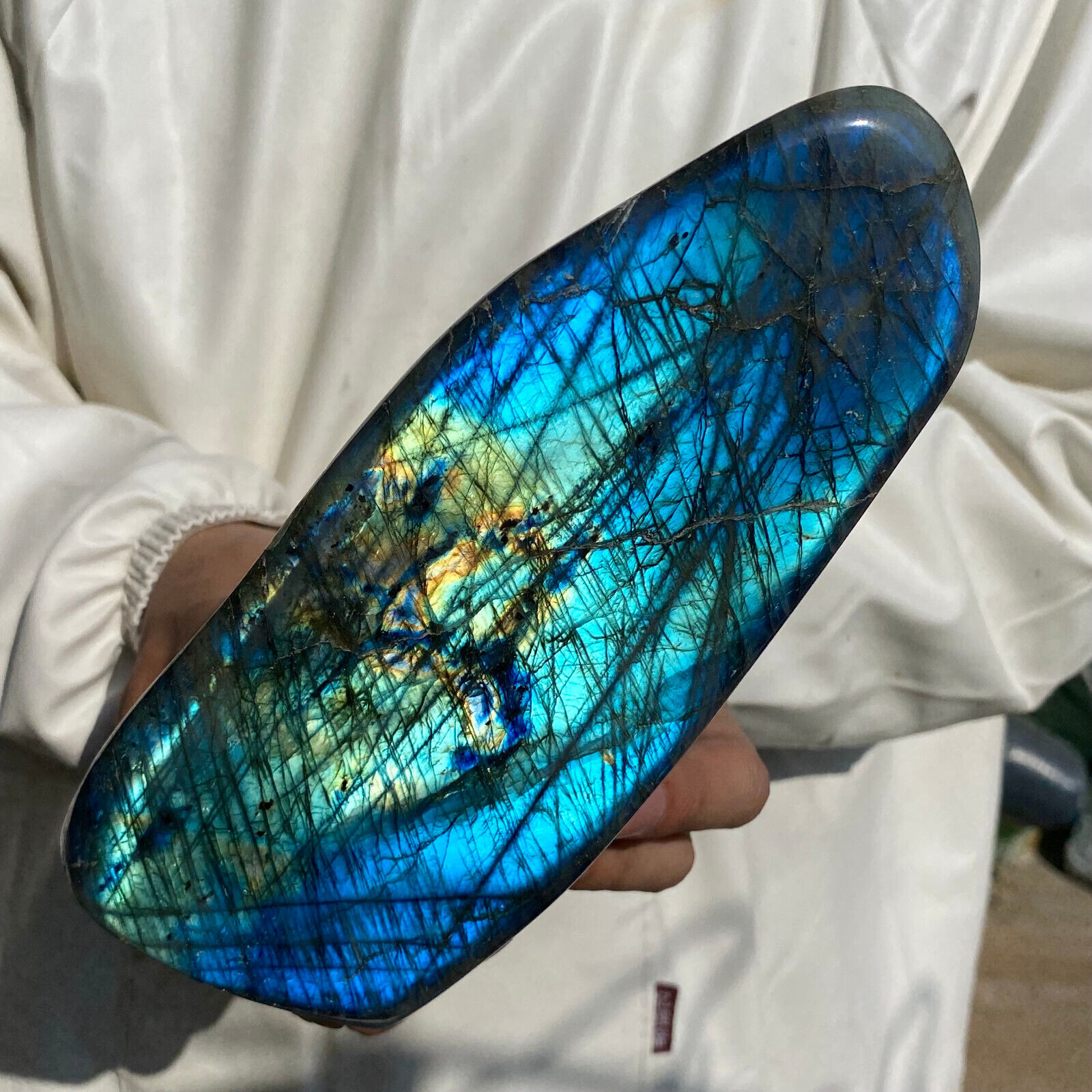 2.8lb Large Natural Labradorite Quartz Crystal Display Mineral Specimen Healing