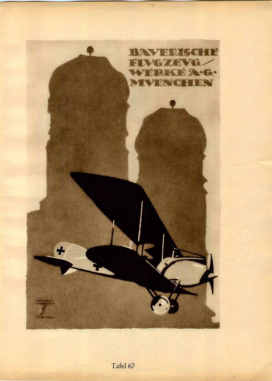 1926 Ludwig Hohlwein Poster Print Biplane Horse Rider Bayern Bayerische Flugzeug