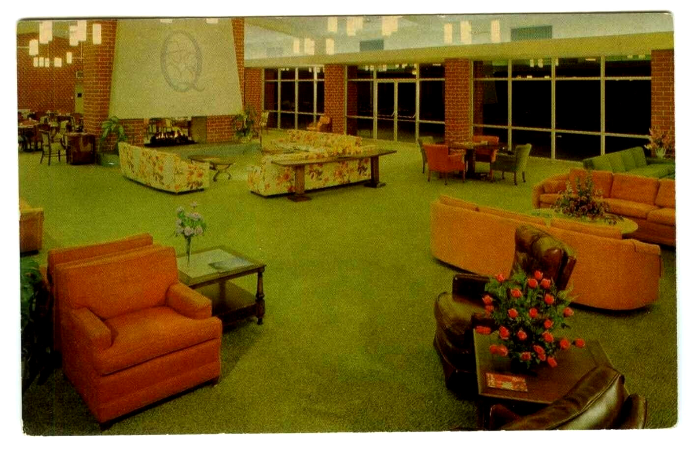 Quaker Gardens Main Lounge Stanton California CA Orange County Postcard