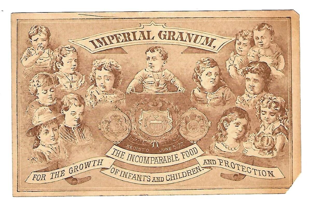 c1890 Victorian Trade Card Imperial Granum, Druggist, Childrens Food