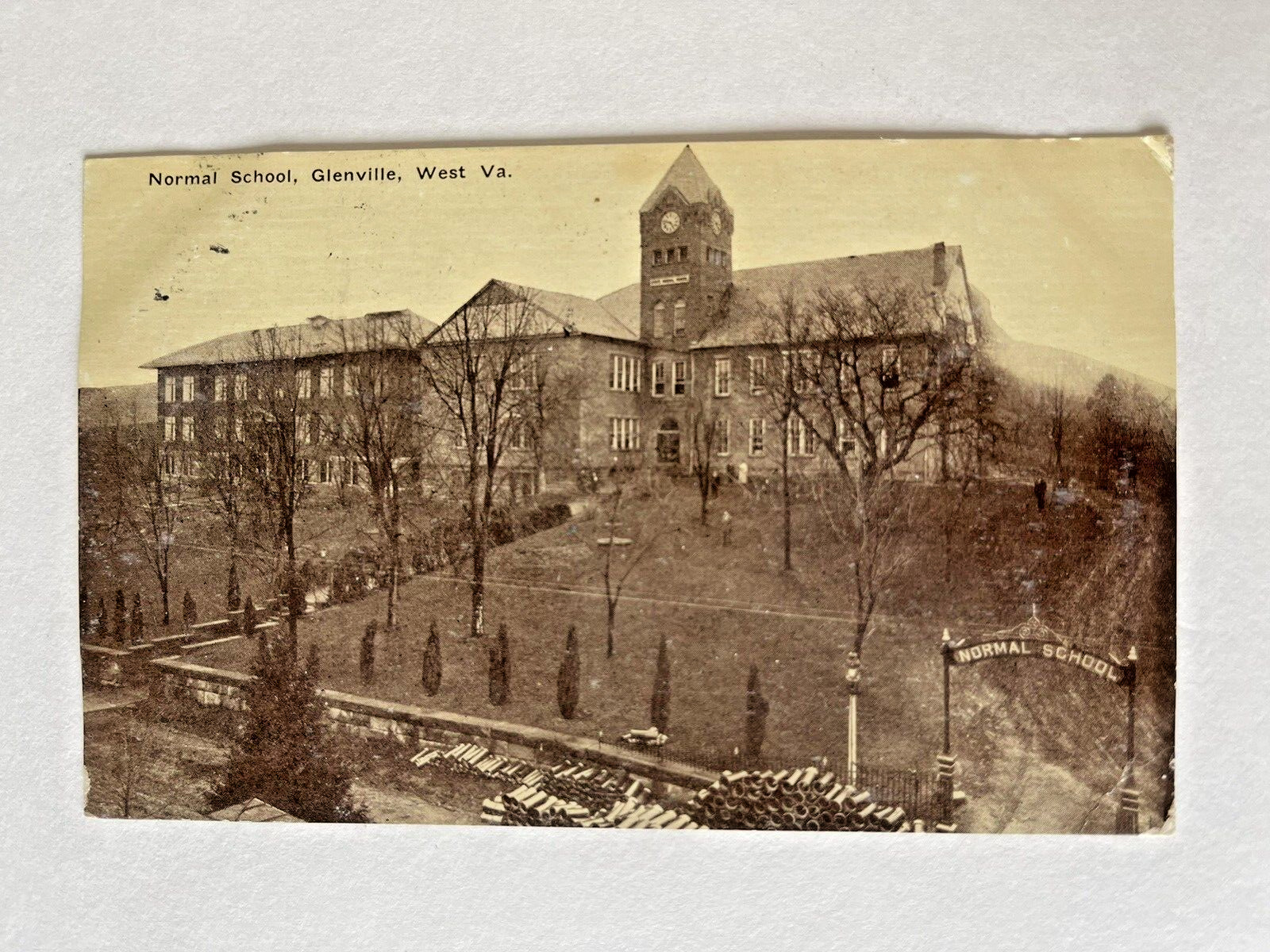1912 Antique Vintage RPPC Postcard GLENVILLE WV NORMAL SCHOOL K1119 Hall Johnson