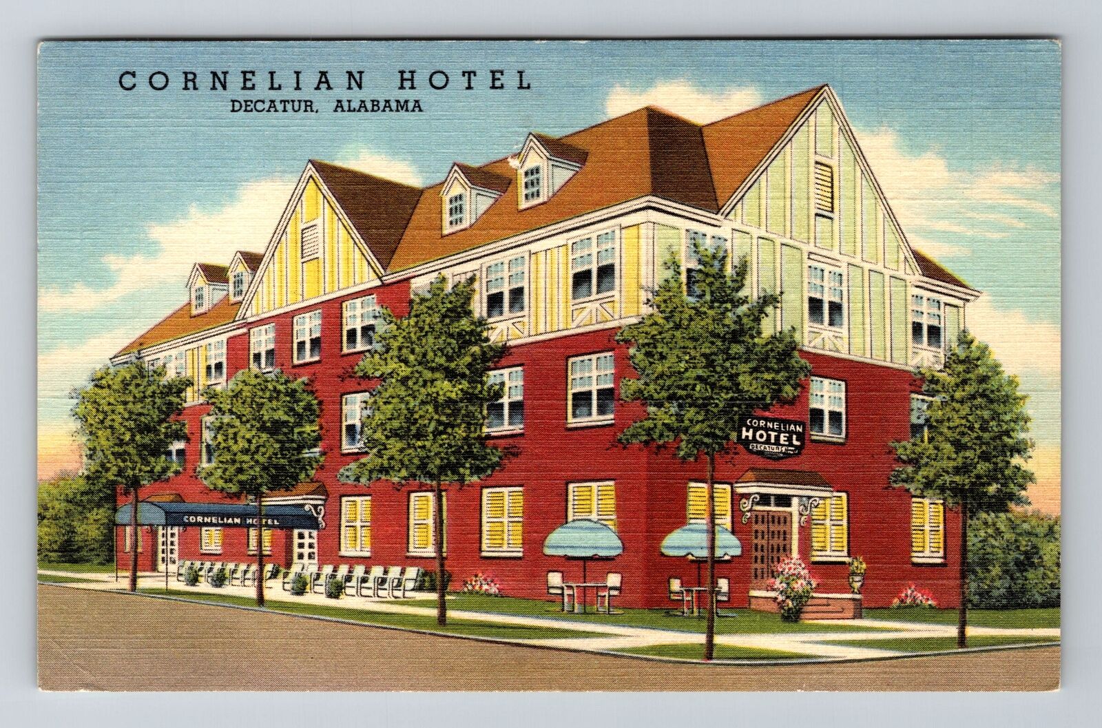 Decatur AL-Alabama, Cornelian Hotel, Advertising, Antique Vintage Postcard