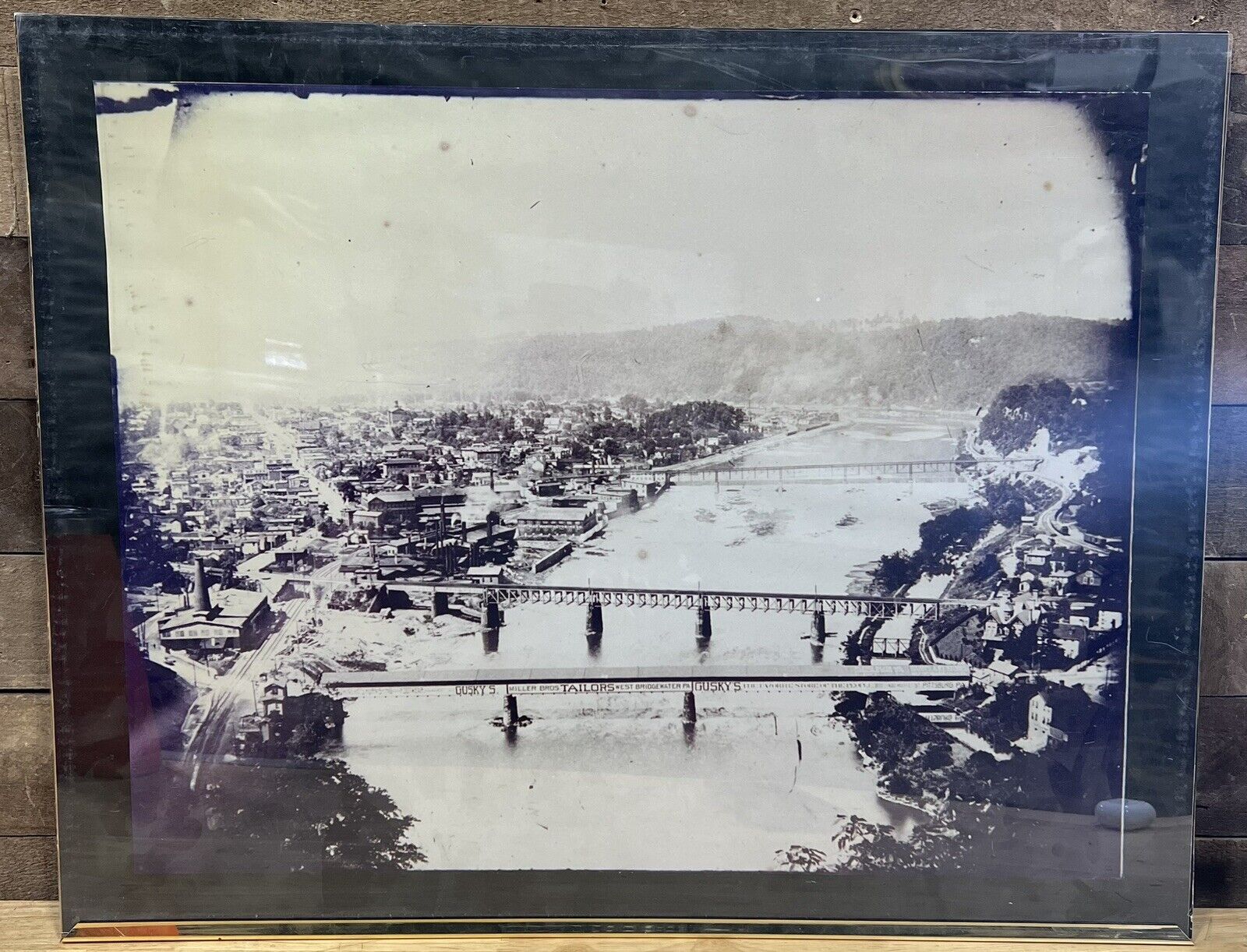 Antique Black & White Photo Pittsburgh Bridges Gusky’s Miller Bros Railroad 