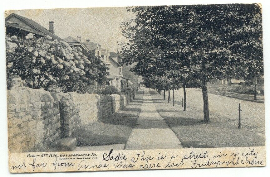 Conshohocken PA View Of 8th Avenue c1908 Postcard Pennsylvania