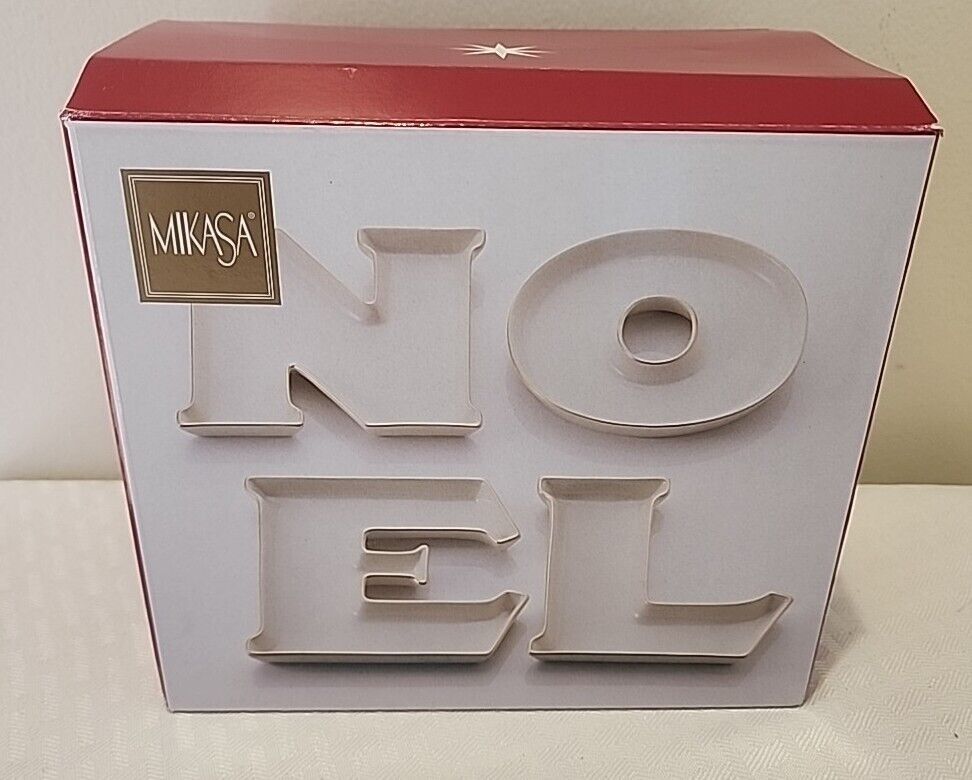 New Mikasa Noel Name letter snack trinket Christmas  plates Bowls Gold Trim