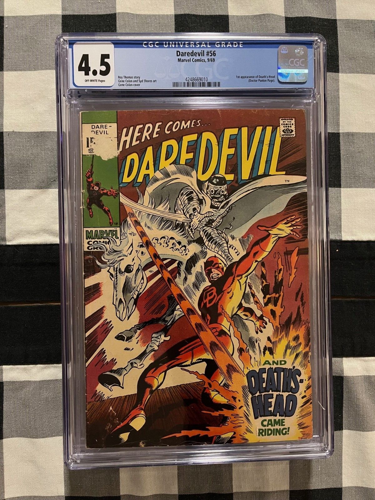 DAREDEVIL #56 CGC 4.5 1ST APP OF DEATHS HEAD Daredevil Attacked Action Cover