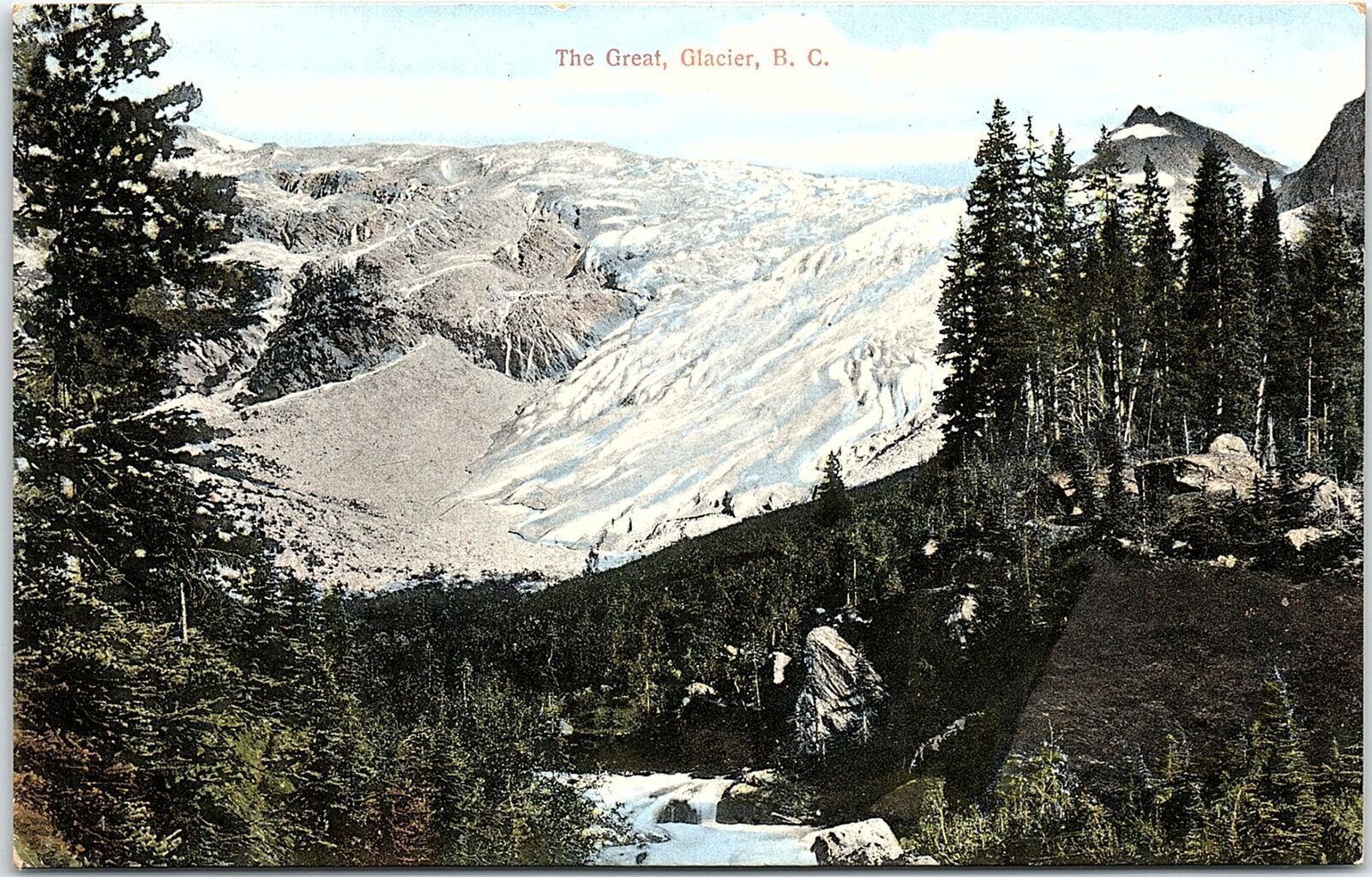 c1910 THE GREAT GLACIER BRITISH COLUMBIA CANADA SNOW SCENIC POSTCARD 43-21