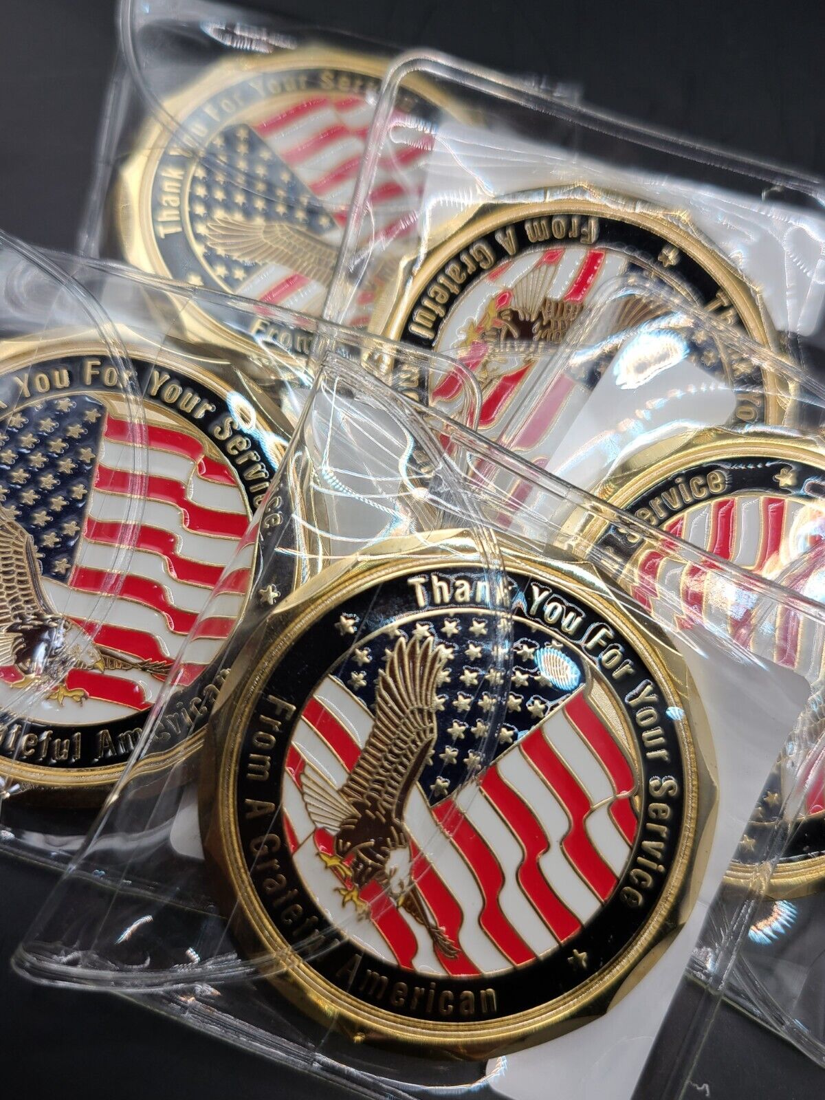 5x To A Member of Our U.S. Armed Forces From A Grateful American Challenge Coin