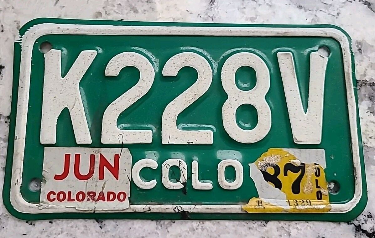 Vintage 1987 Colorado Motorcycle License Plate Plate 