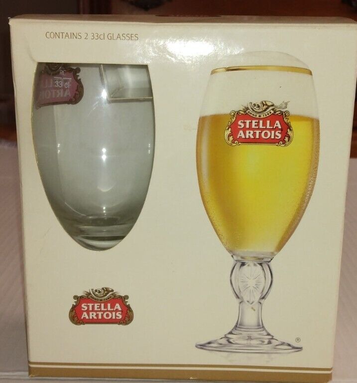 *NOS* 2 Stella Artois 33cl Chalices In Original Box From 2011 By Boelter Brands
