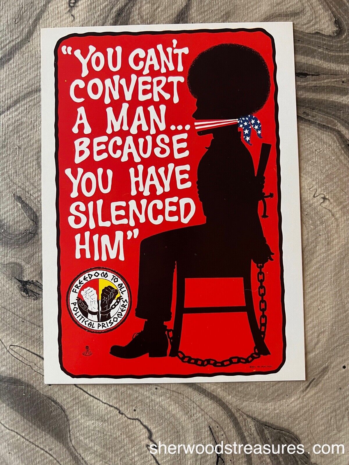 1971 Berkeley Political Prisoners Postcard You Can\'t Convert A Man...5\