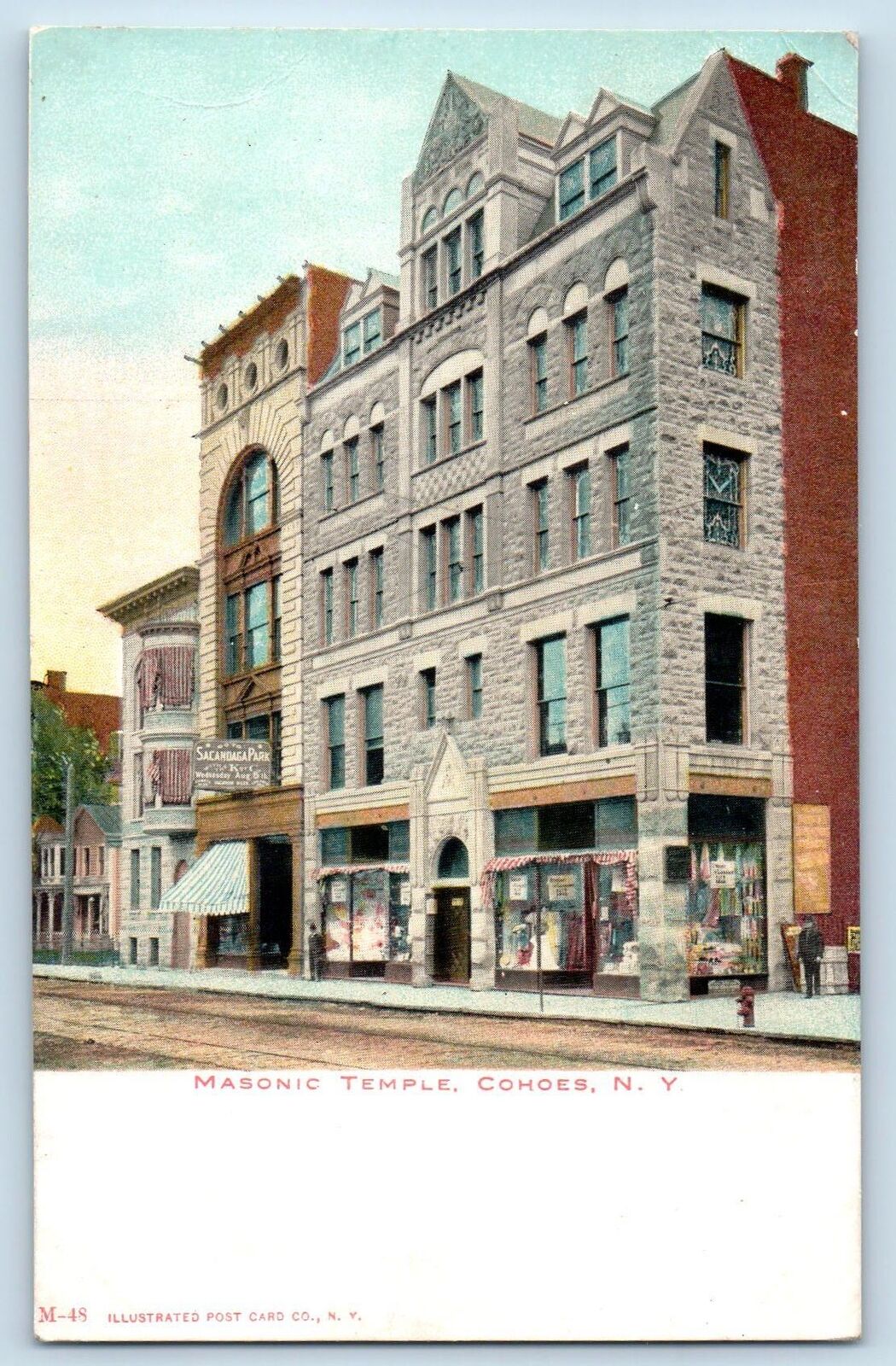 Cohoes New York NY Postcard Masonic Temple Exterior Roadside Scene c1905 Antique