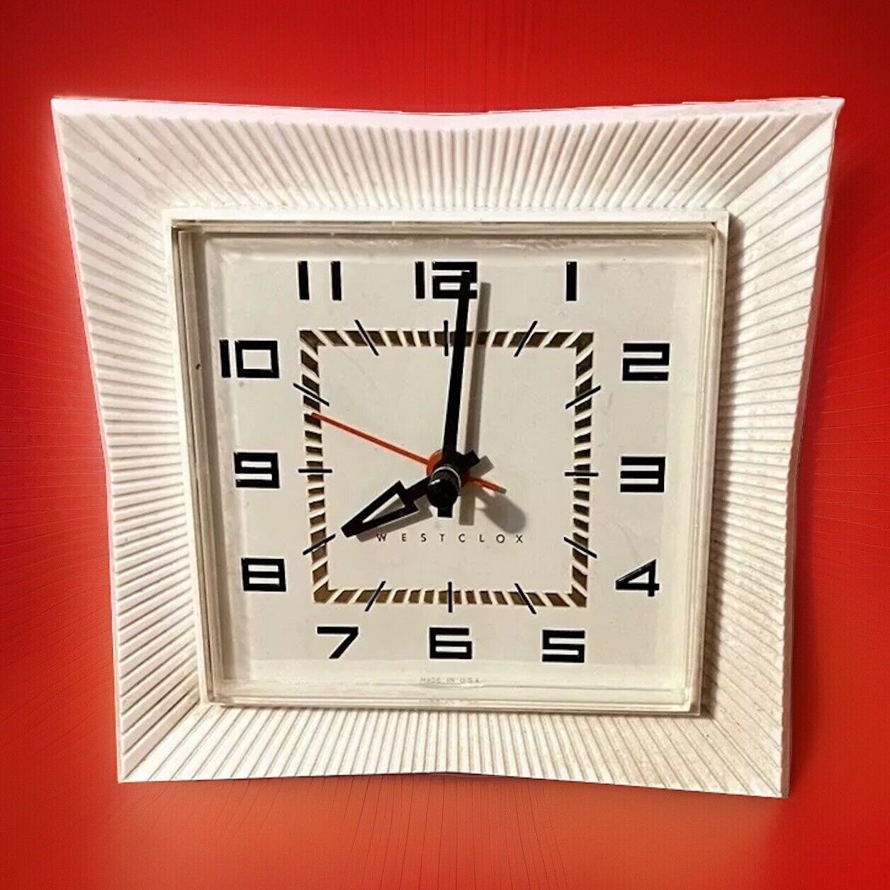 Vintage Westclox Electric Clock 7” Art Deco Style 1960s #S8-Q