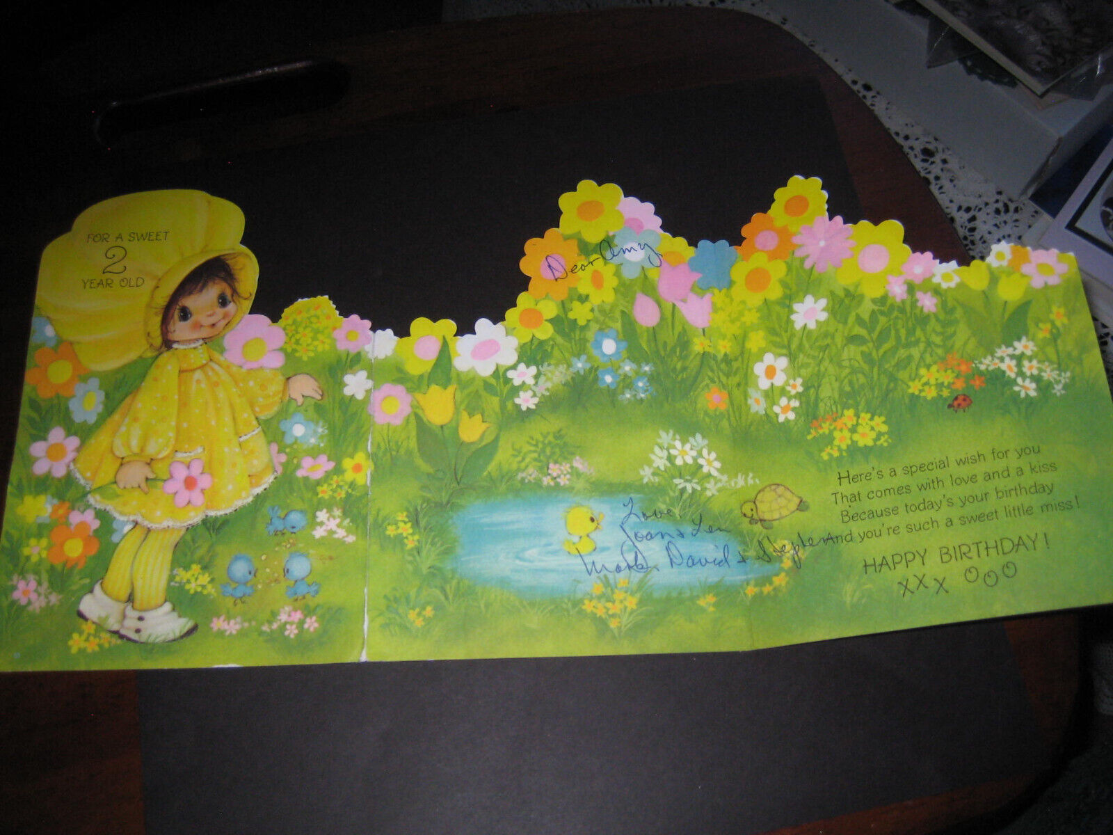1970s vintage greeting card Hallmark 3-Panel diecut BIRTHDAY For 2-Year-Old Girl