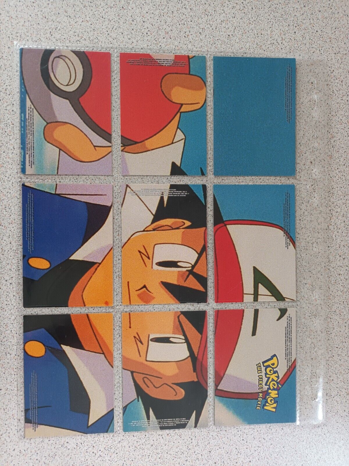 Topps Pokemon The 1st Movie Puzzle Sticker Card Set ASH,  1999 Rare Chase Cards.