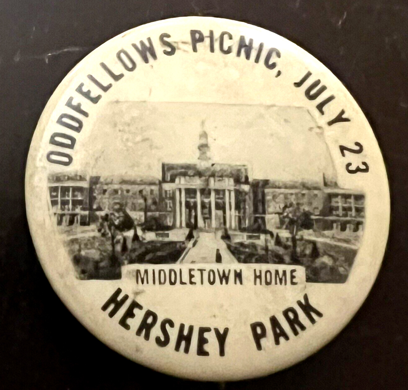 VTG 1920s Oddfellows Pinback July 23 Picnic Hershey Park Middletown Home