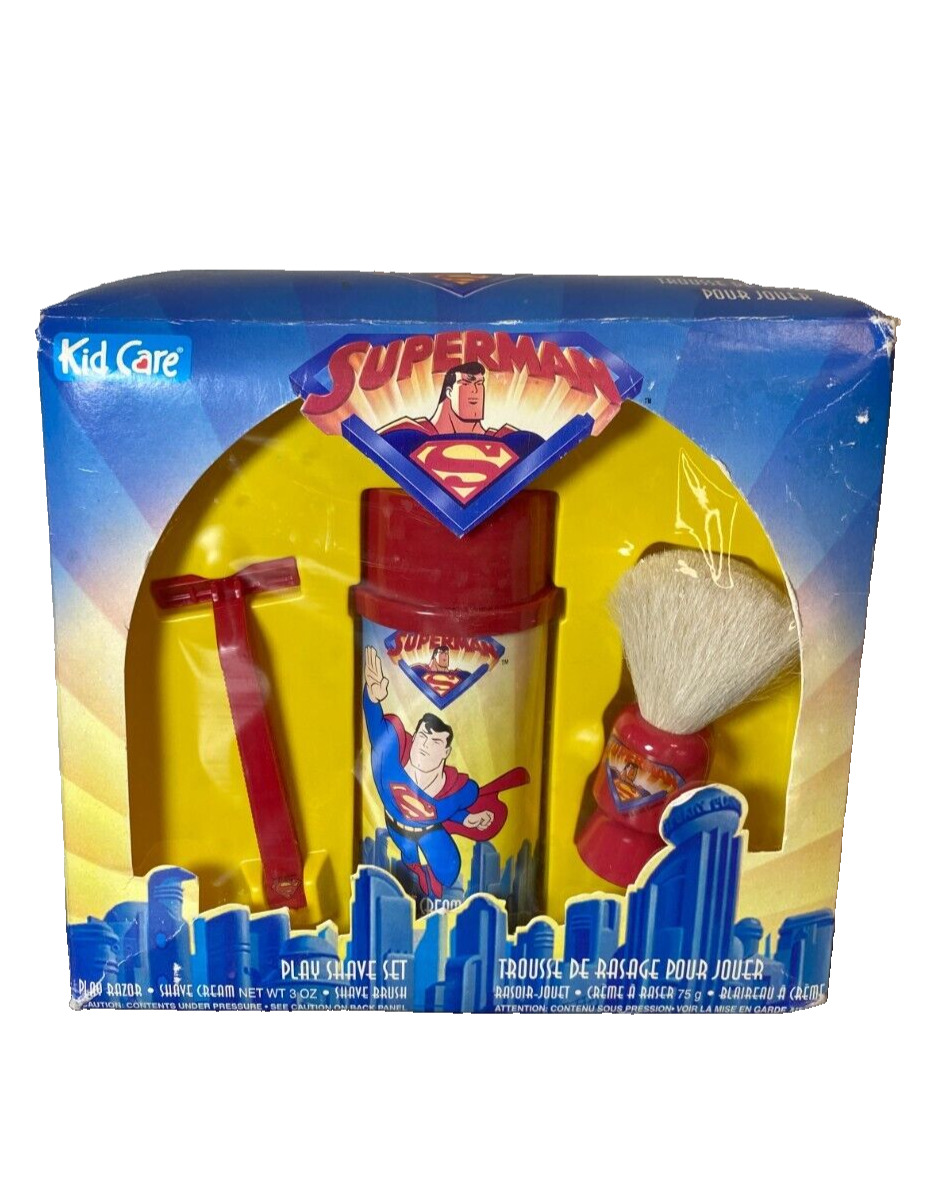 Superman Play Shave Set Kid Care DC Comics Vintage 1996 Open Box