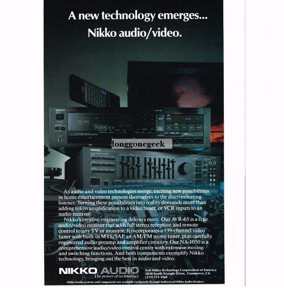 1987 Nikko Audio AVR-65 Audio Video Receiver Stereo Hi-Fi Vintage Ad 