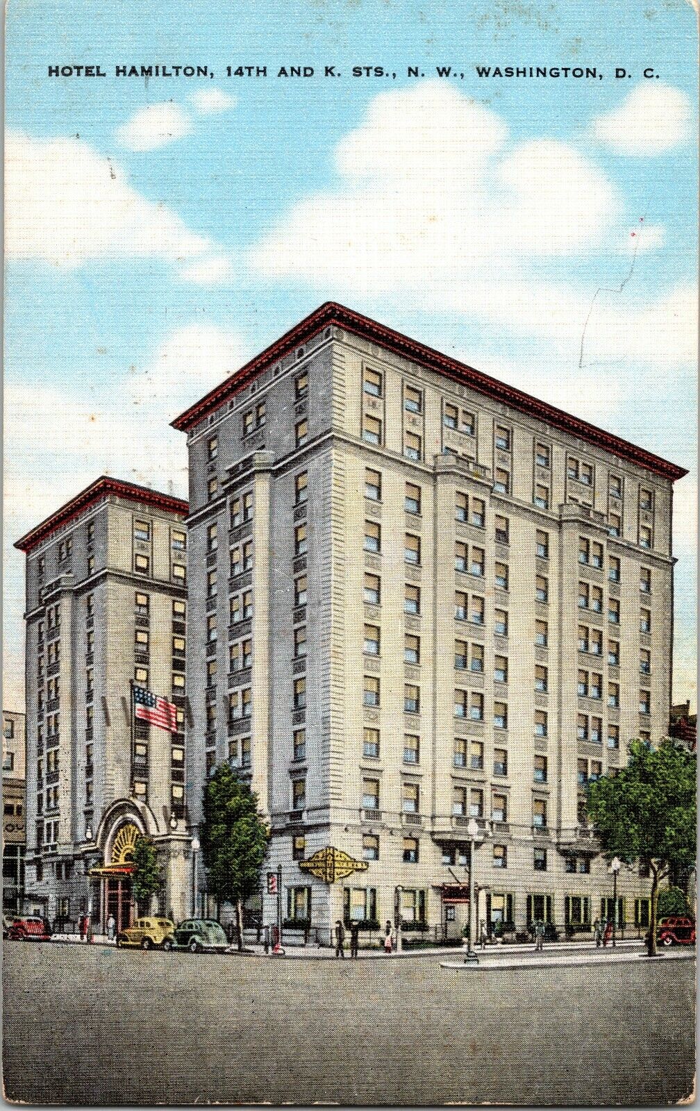 Vintage Postcard Hotel Hamilton 14th & K Street N.W. Washington D.C. 1923