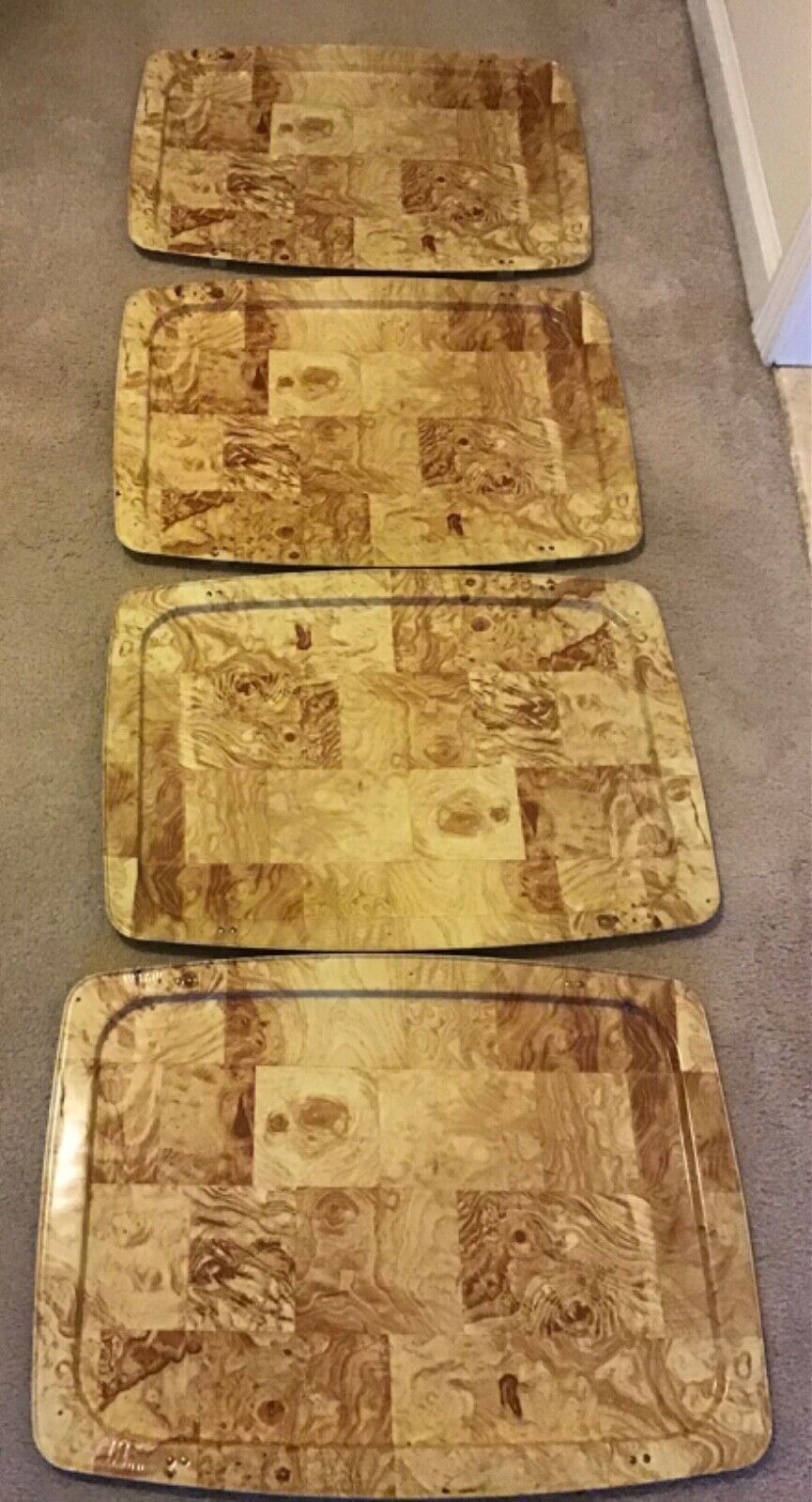 Vintage TV Trays Yellowy/Gold/Brown (4)