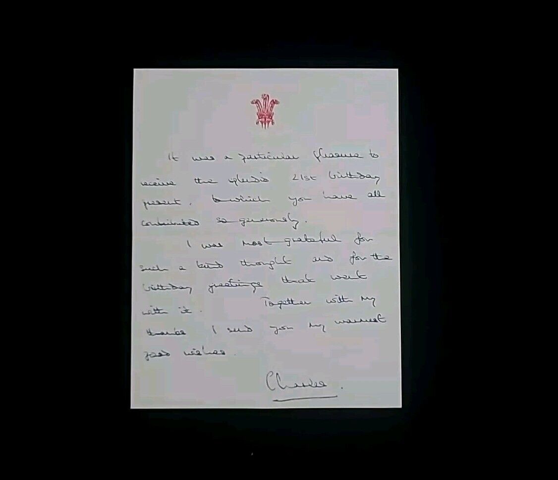 King Charles III Signed 21st Birthday Letter Document Prince of Wales Cipher UK