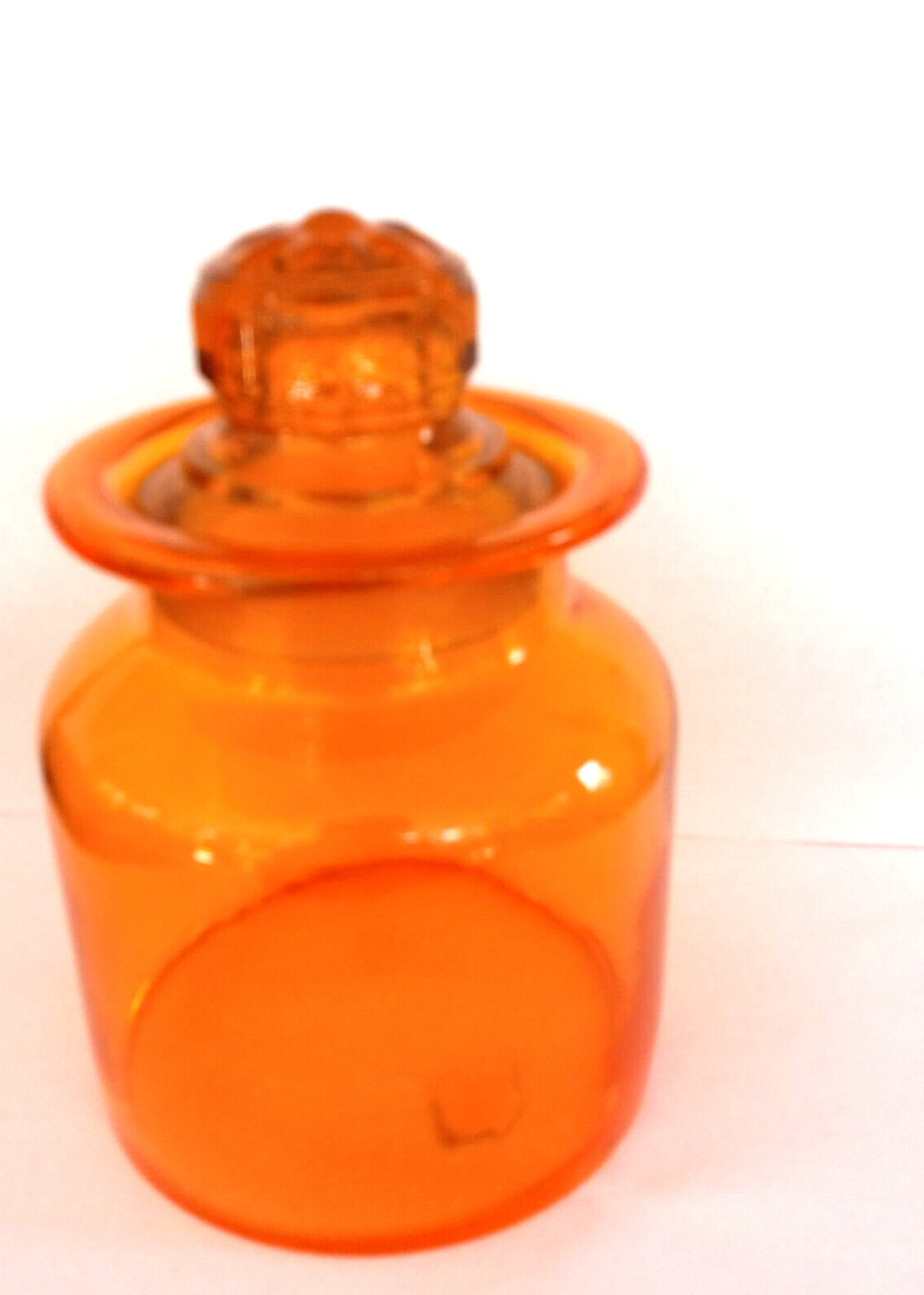 Vtg Takahashi Glass Orange Daisy Lid 6 in Apothecary Jar Canister