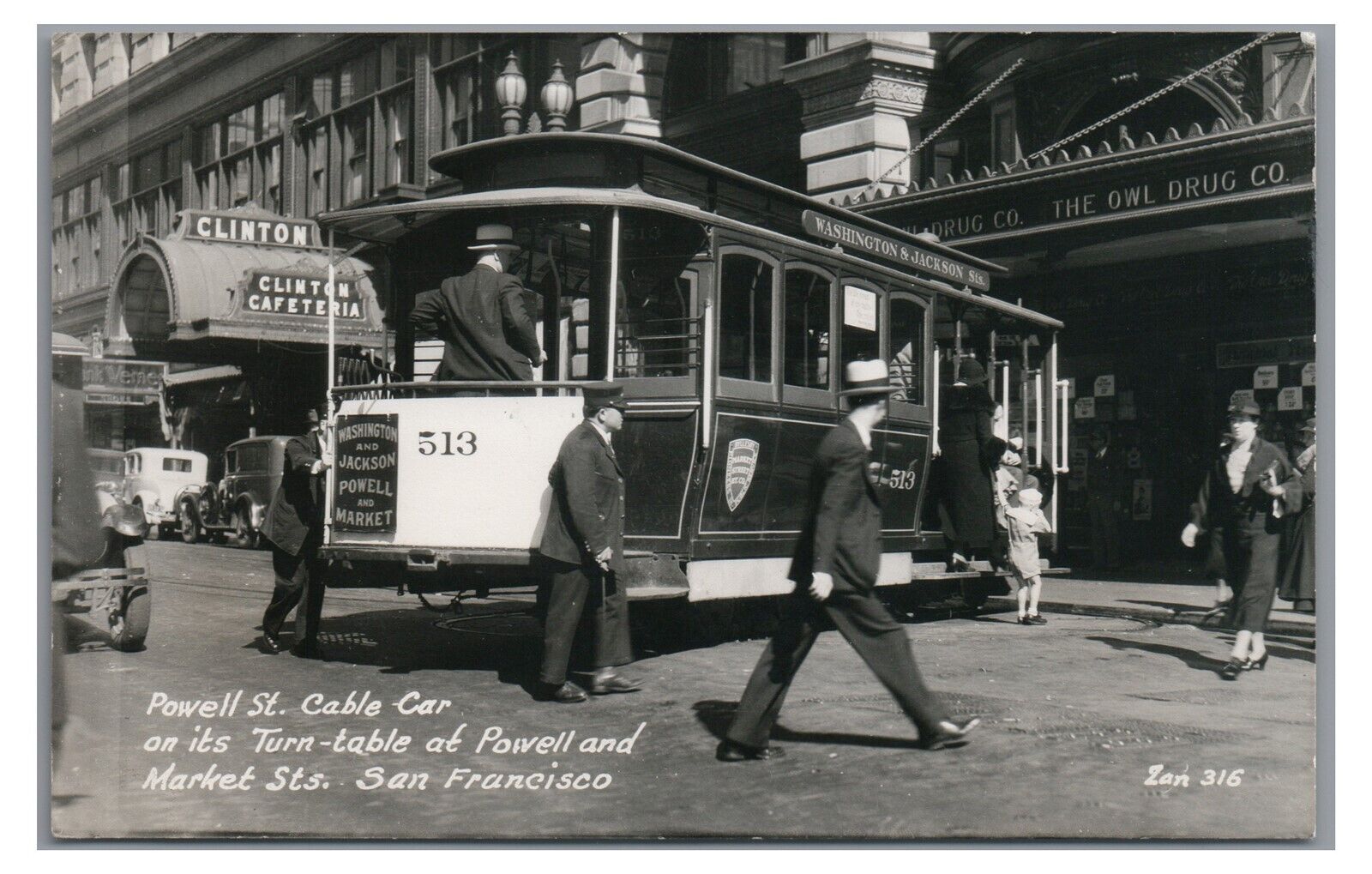 RPPC Powell Street Cable Car Trolley SAN FRANCISCO CA Real Photo Postcard
