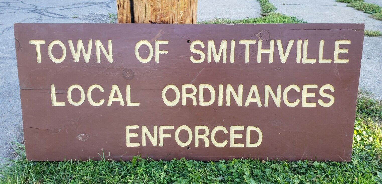 Vintage Town of Smithville NY Large Wooden Sign Forest Park Trail Camping Ground