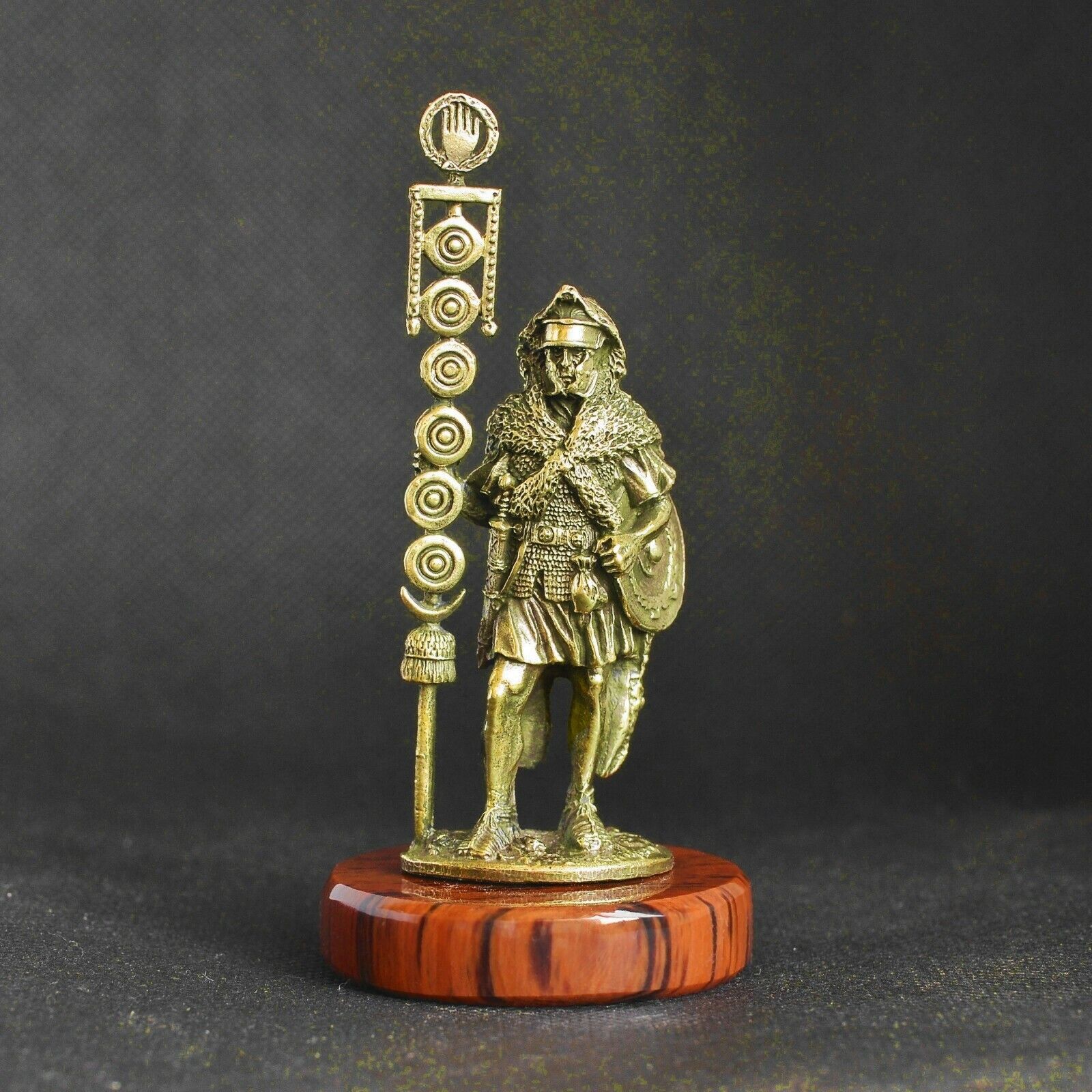 Art Deco Solid Bronze Roman Signifer Standard Bearer w signum Statuette Figurine