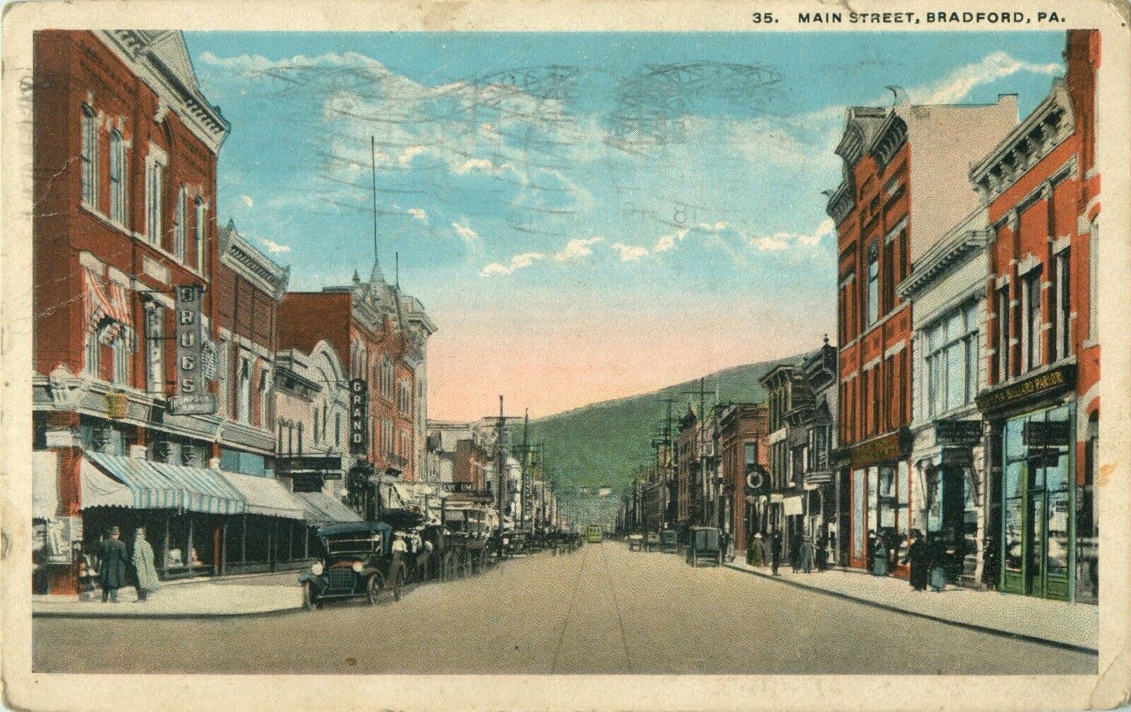 1920S Main Street, Bradford, Pennsylvania - Vintage Postcard