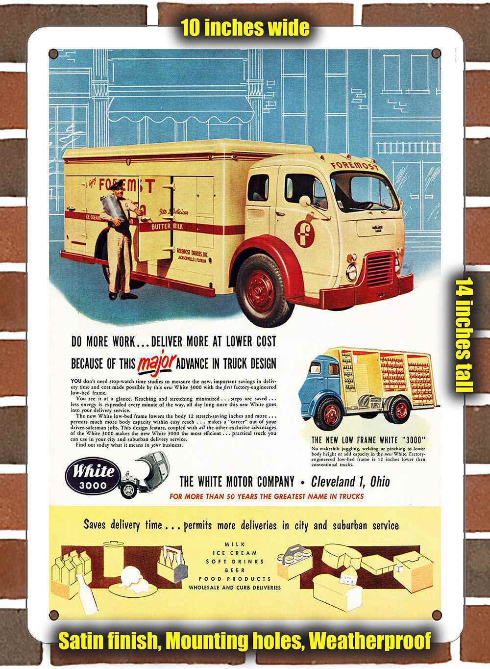 Metal Sign - 1953 White 3000 Delivery Trucks- 10x14 inches