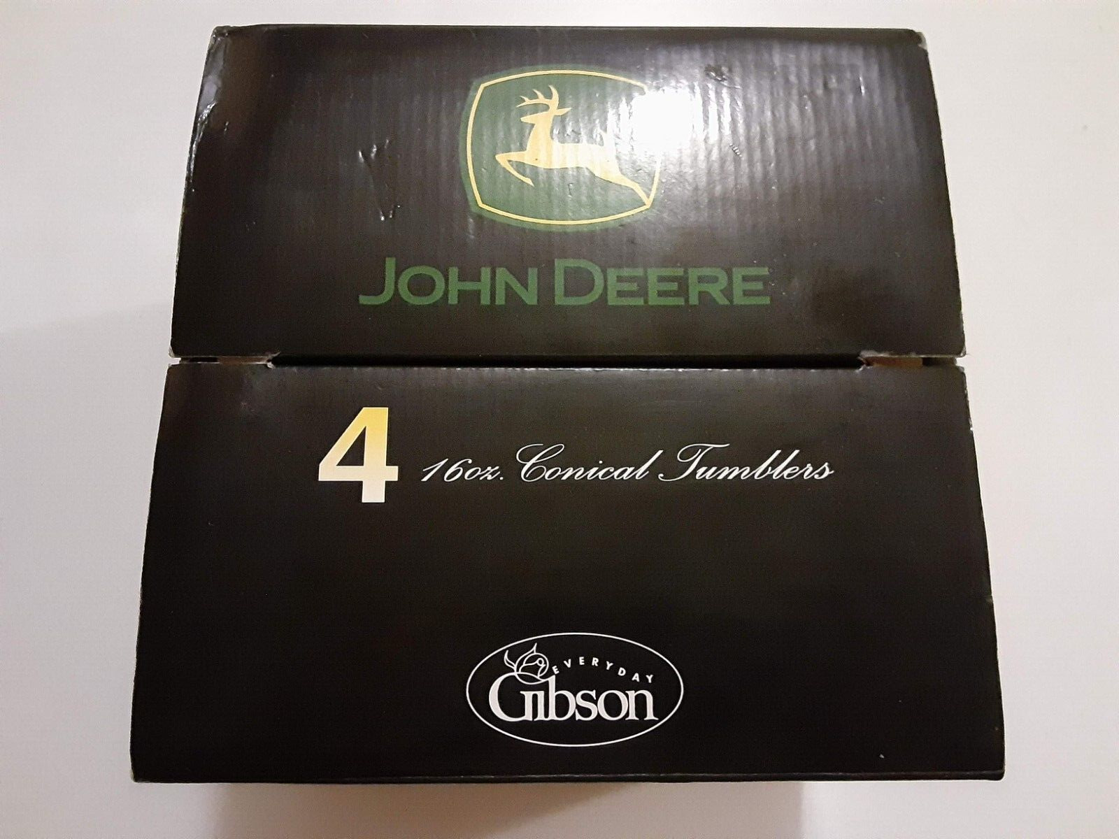 Everyday Gibson JOHN DEERE Conical Tumblers/Glasses 16 Oz. SET OF 4 in BOX