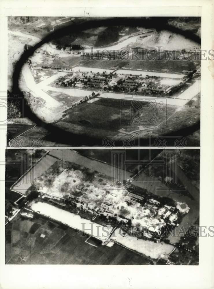 1966 Press Photo Phu Lang military area before and after bombing in Thanh Hoa