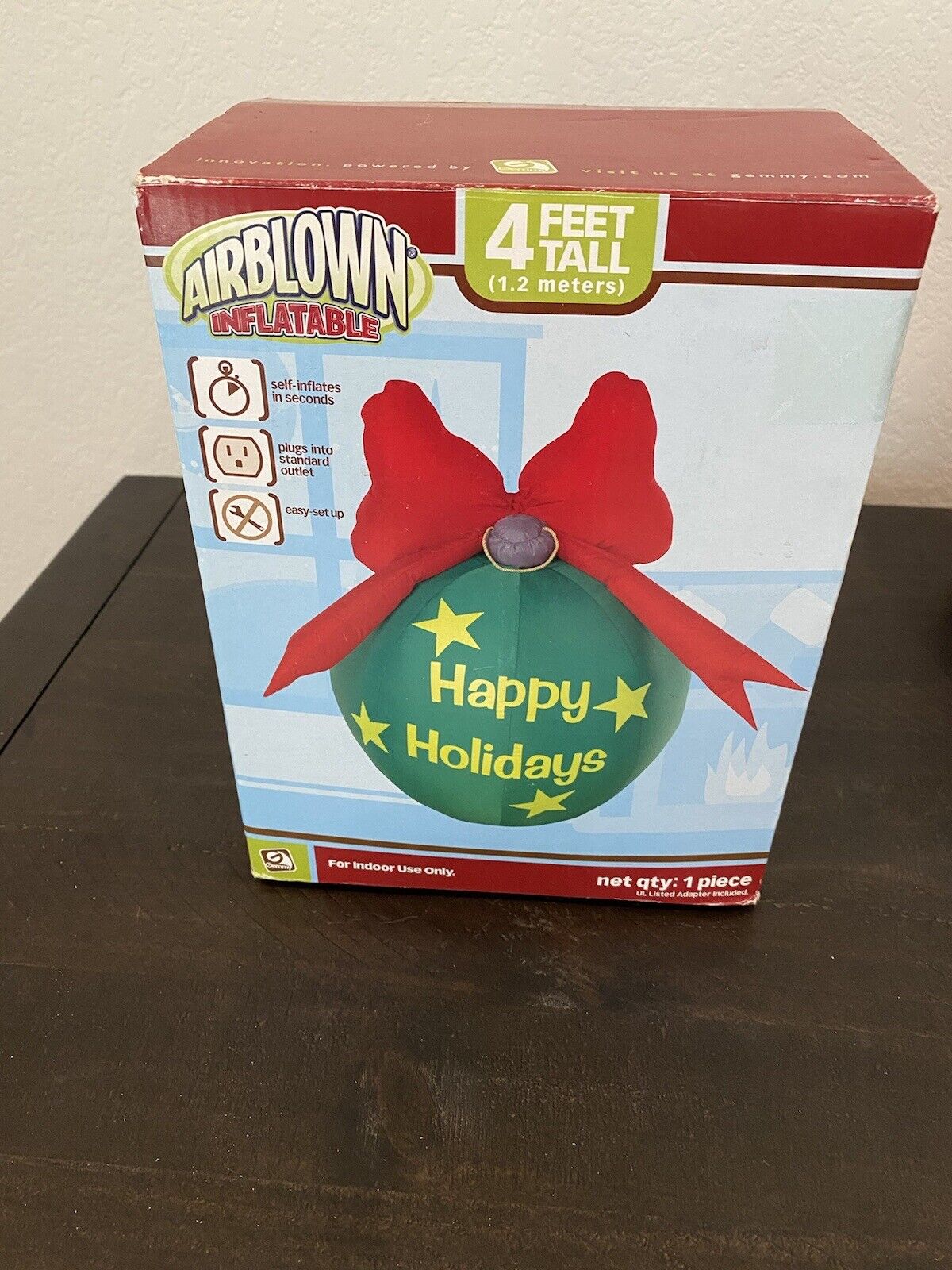 Gemmy Airblown Inflatable 4 FT Happy Holidays Ornament Very Clean In Box Tested