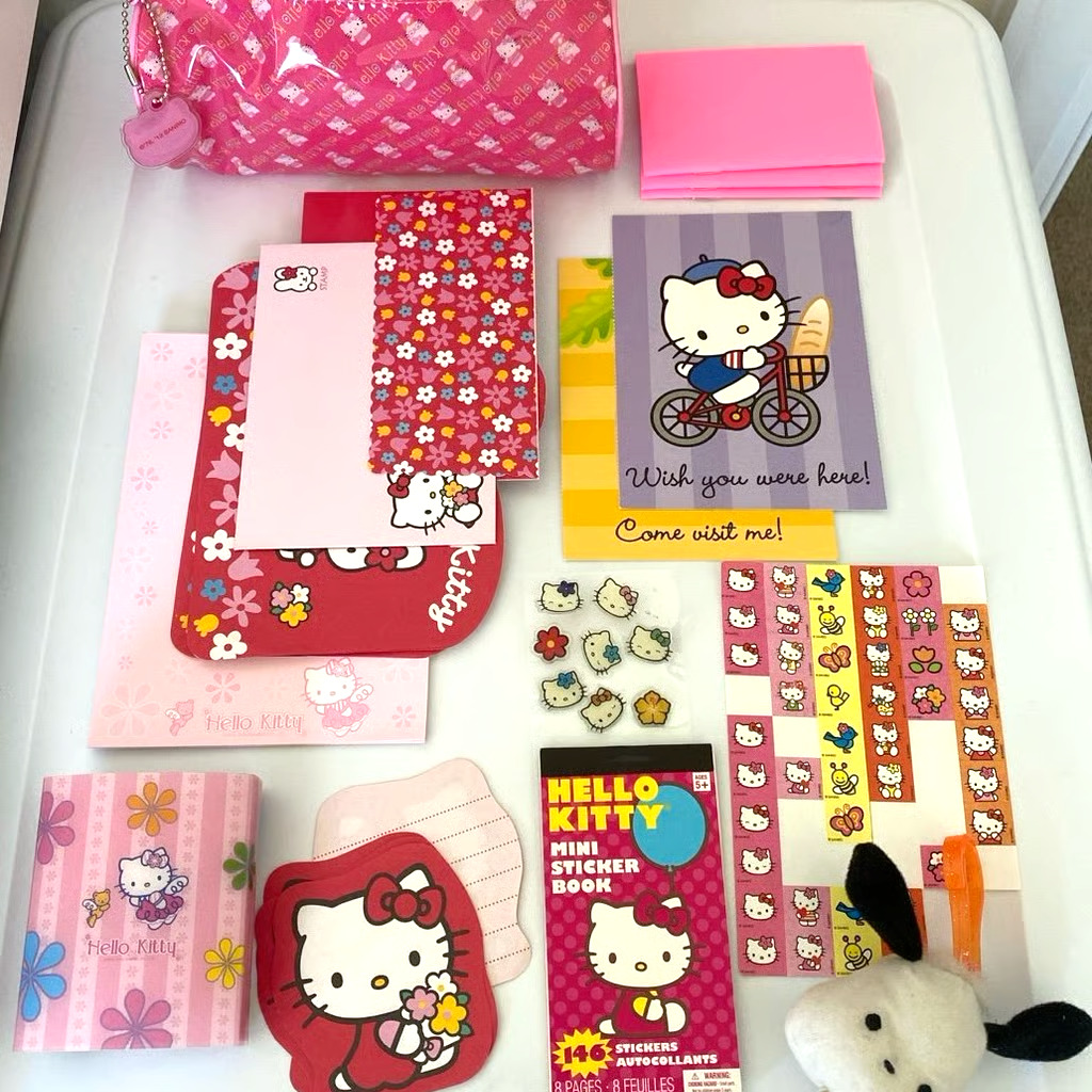 Vintage Hello Kitty Lot - Stickers, Stationary, McDonalds Keychain, Postcards