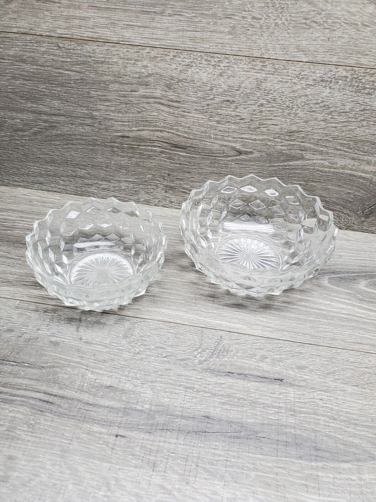 Set of 2 Vintage American Fostoria Crystal Clear Glass Bowls 