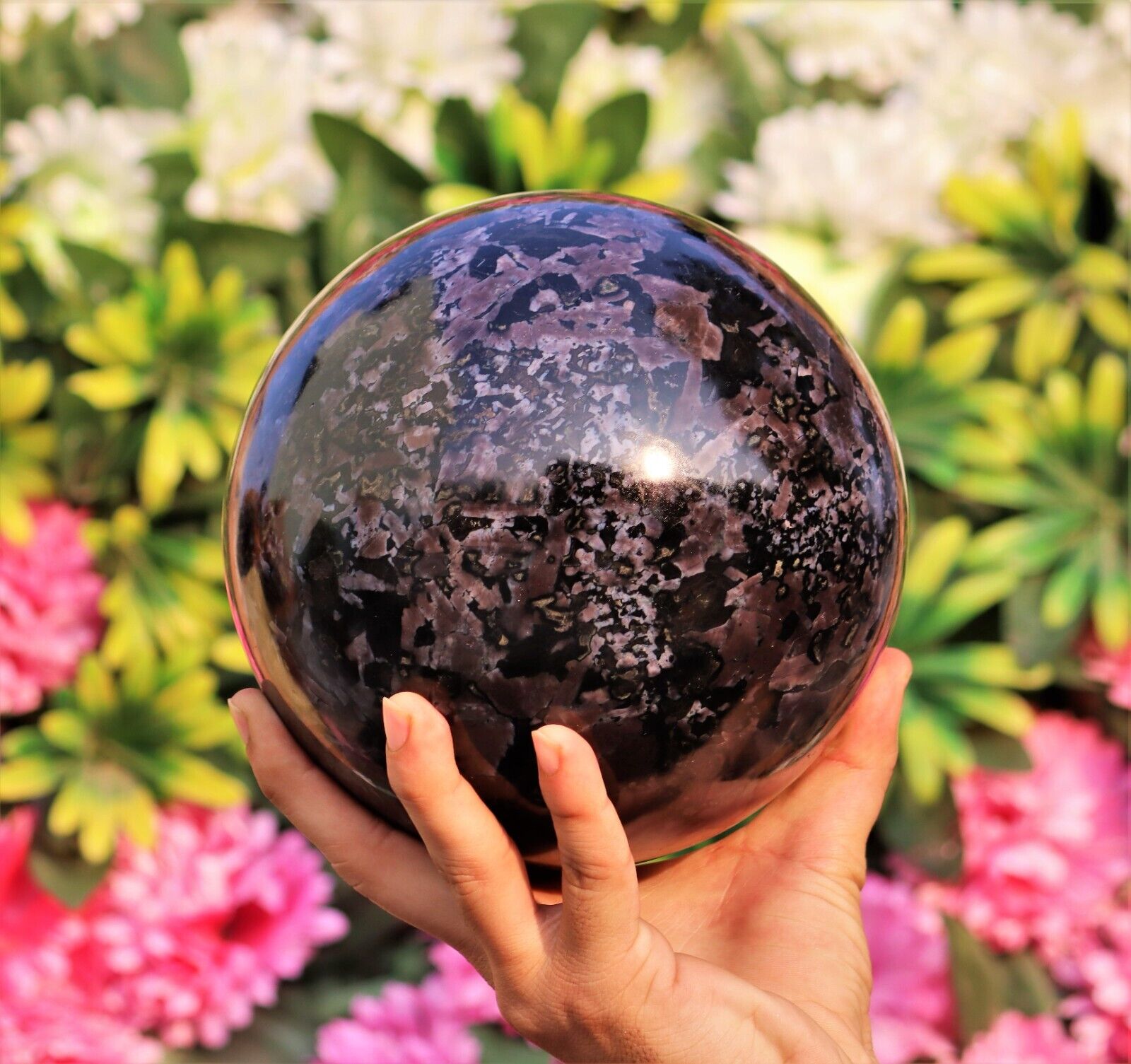 165MM Natural Indigo Gabbro Metaphysical Aura Energy Power Stone Sphere Ball