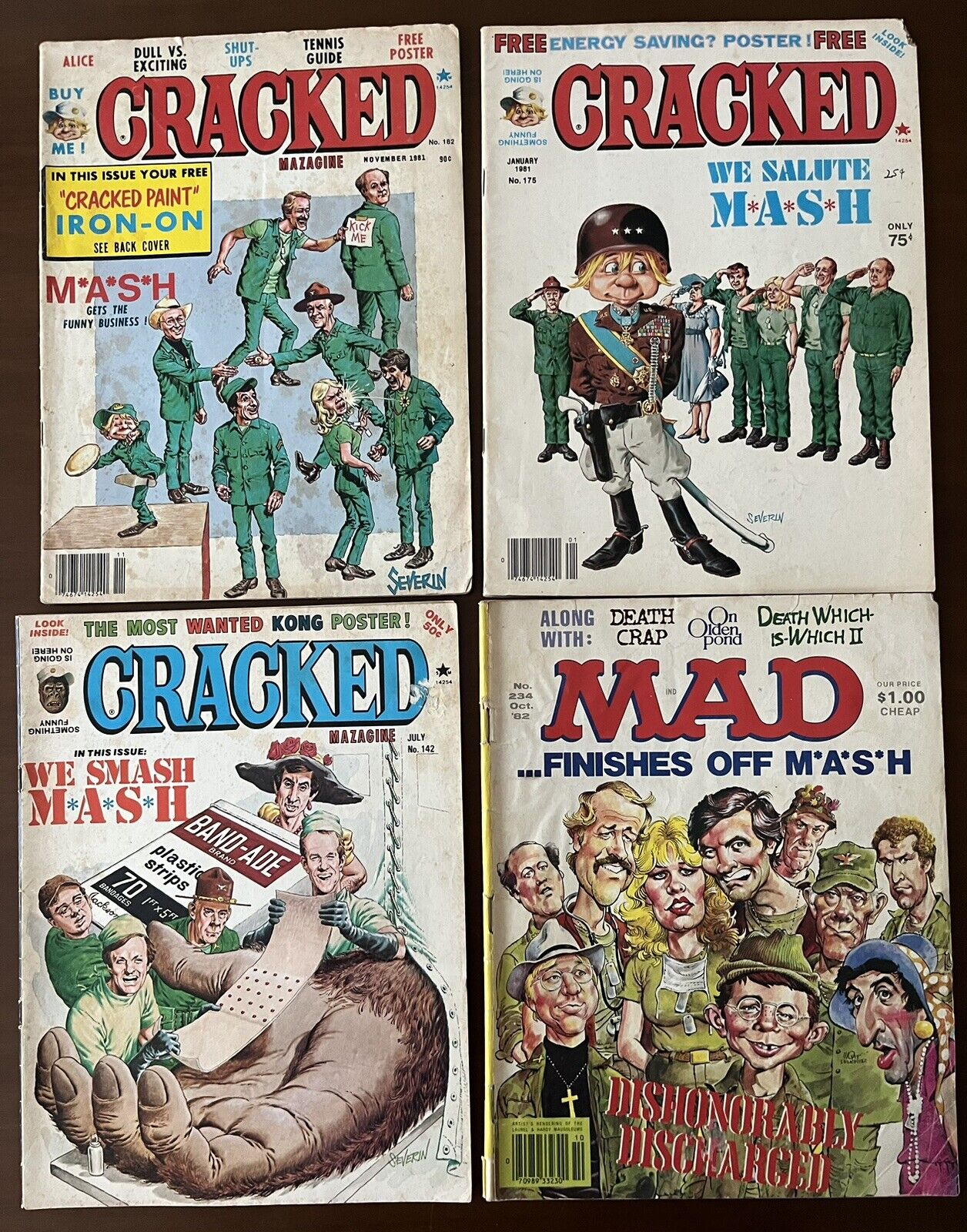MASH Cracked and Mad Magazine Lot of 4 Issues King Kong Pac Man 1981
