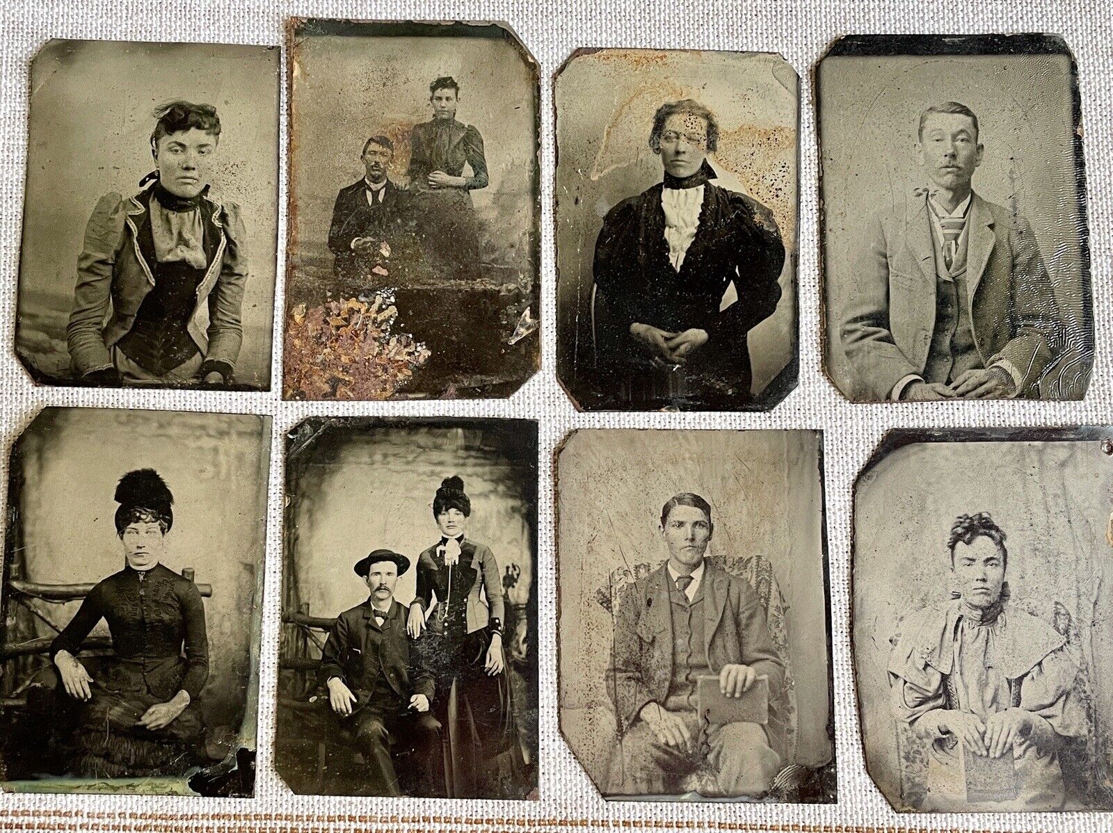 8 Antique 1870s Tintypes Beautiful, Handsome Young Men Women Virginia Photograph