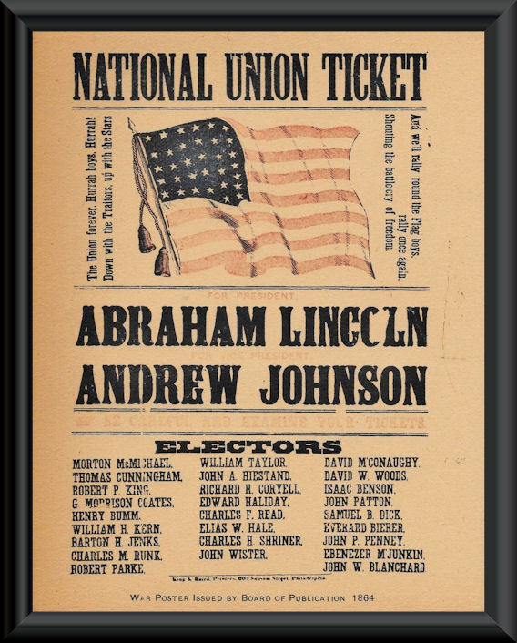 Abraham Lincoln 1864 Campaign Reprint On 100 Year Old Paper *P067