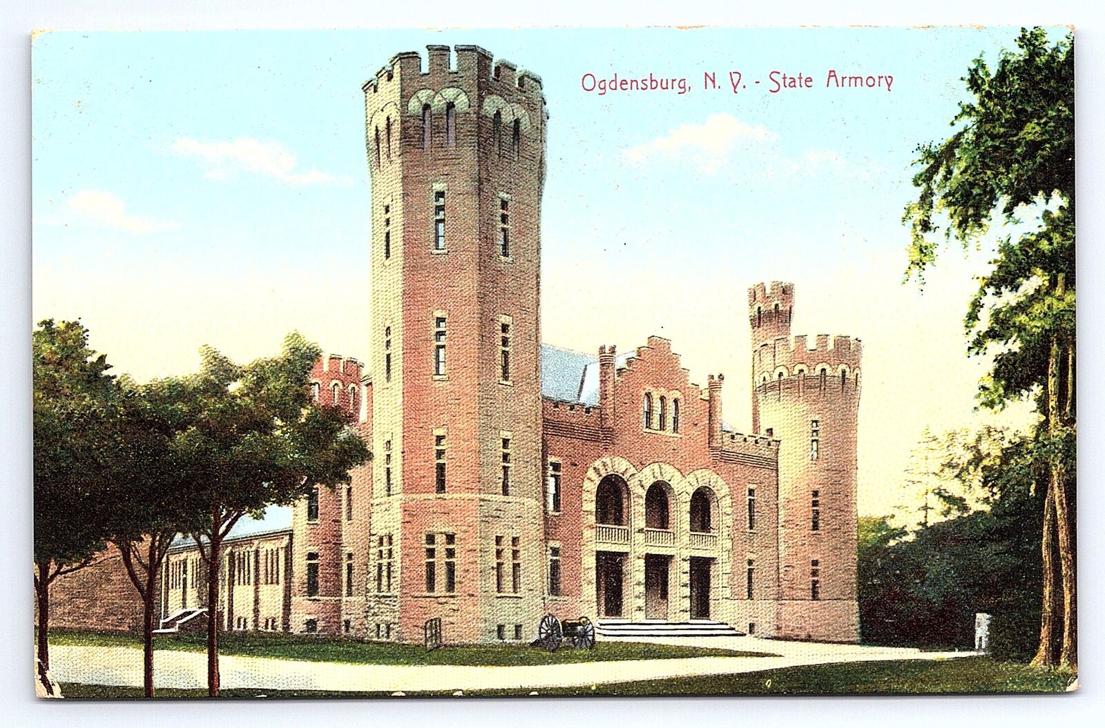 Postcard Ogdensburg New York State Armory Hugh C. Leighton Co.