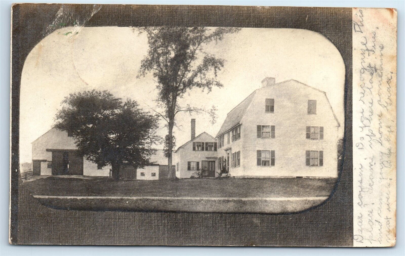 Postcard Joseph Jewett House, Rowley MA Barn 1908 RPPC J191