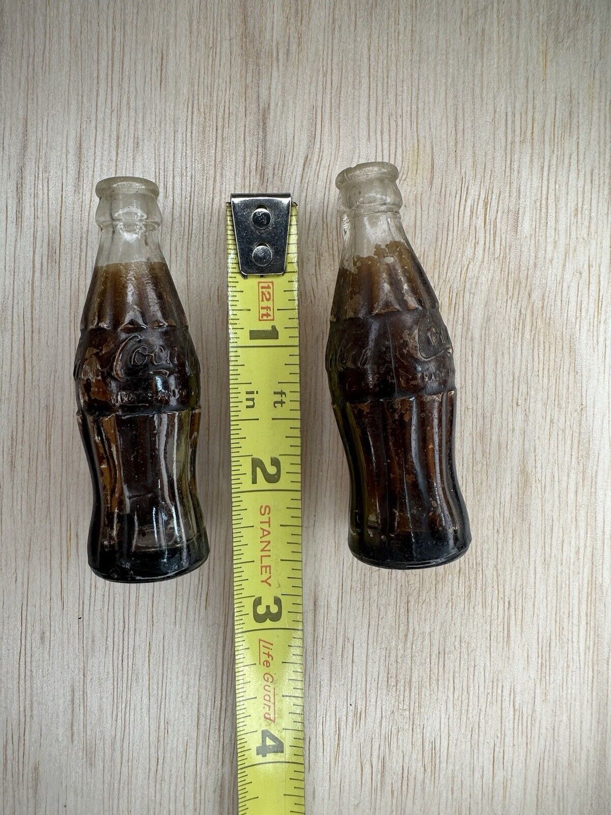 VTG Miniature 2 1/2 Tall Coca-Cola Glass Bottles Lot Of 2 