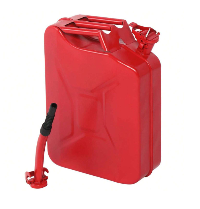 20L 5 Gallon Metal Gas-Fuel Cold-Rolled Plate Tank Bucket W/ Pipe,RED,Portable