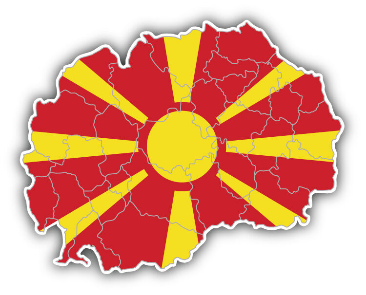 Macedonia Map Flag Car Bumper Sticker Decal 5\'\' x 4\'\'