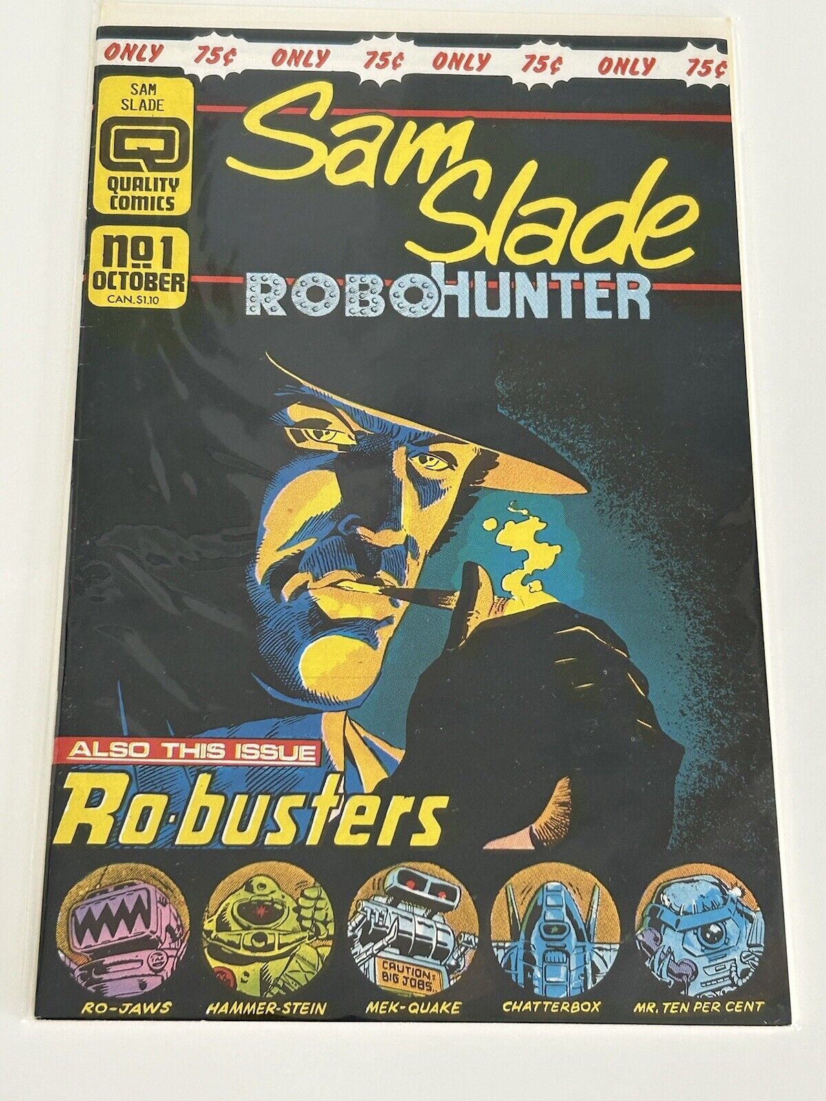 Sam Slade Robohunter #1 Oct 1986: Quality Comics, boarded & bagged; VF/Near Mint