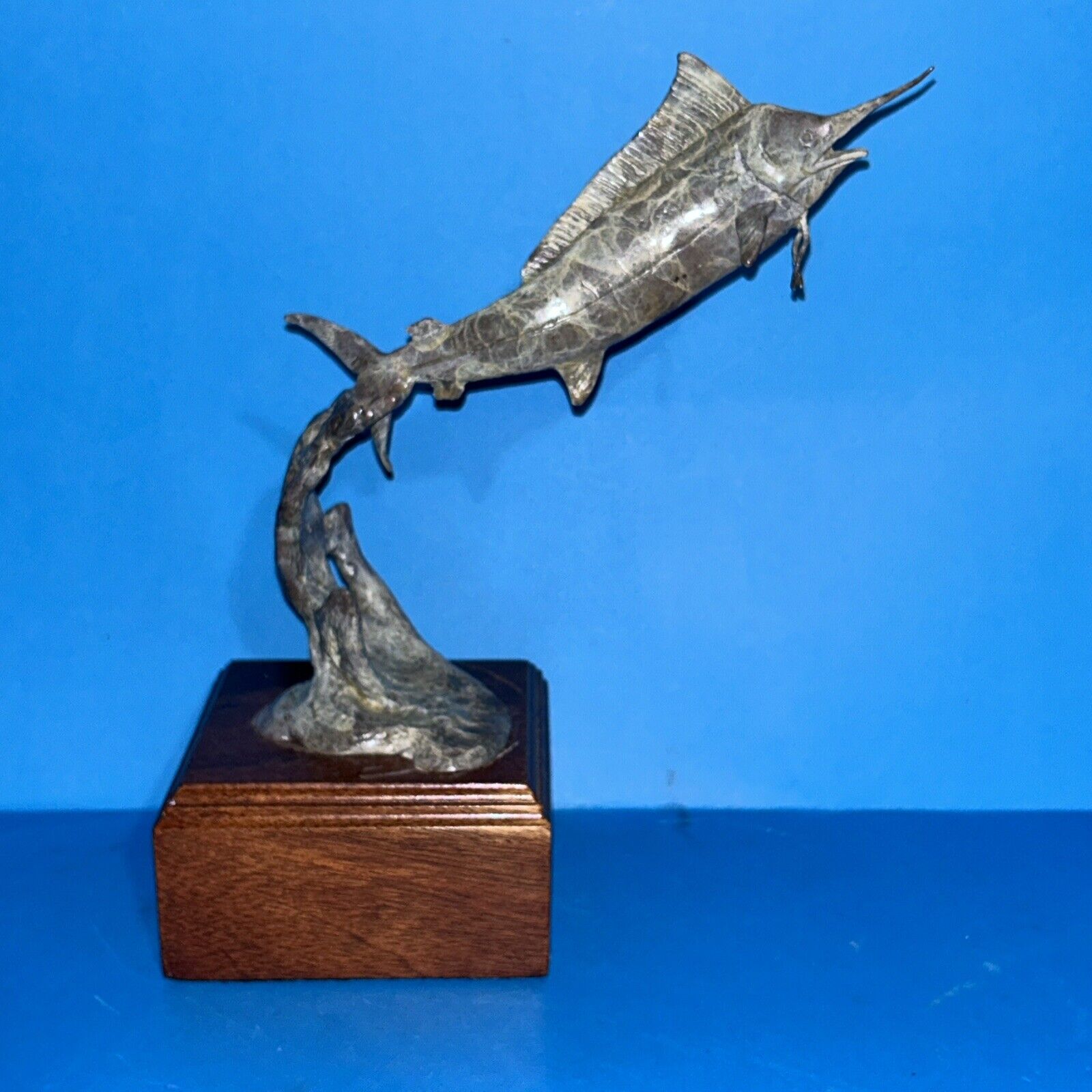 Antique Bronze Swordfish sailfish Sculpture Marlin Statue Beautiful Fins & heavy